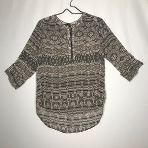 NWT Nordstrom Bellatrix Zip Up Pattern Blouse